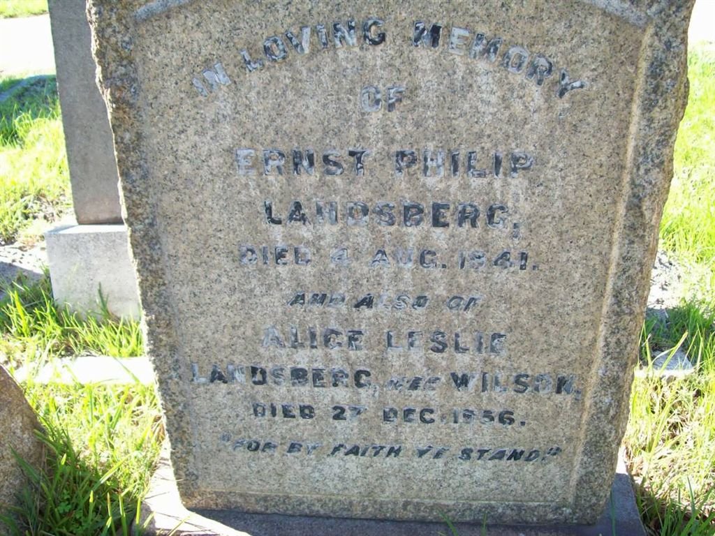 LANDSBERG Ernest Philip -1941 &amp; Alice Leslie WILSON -1956