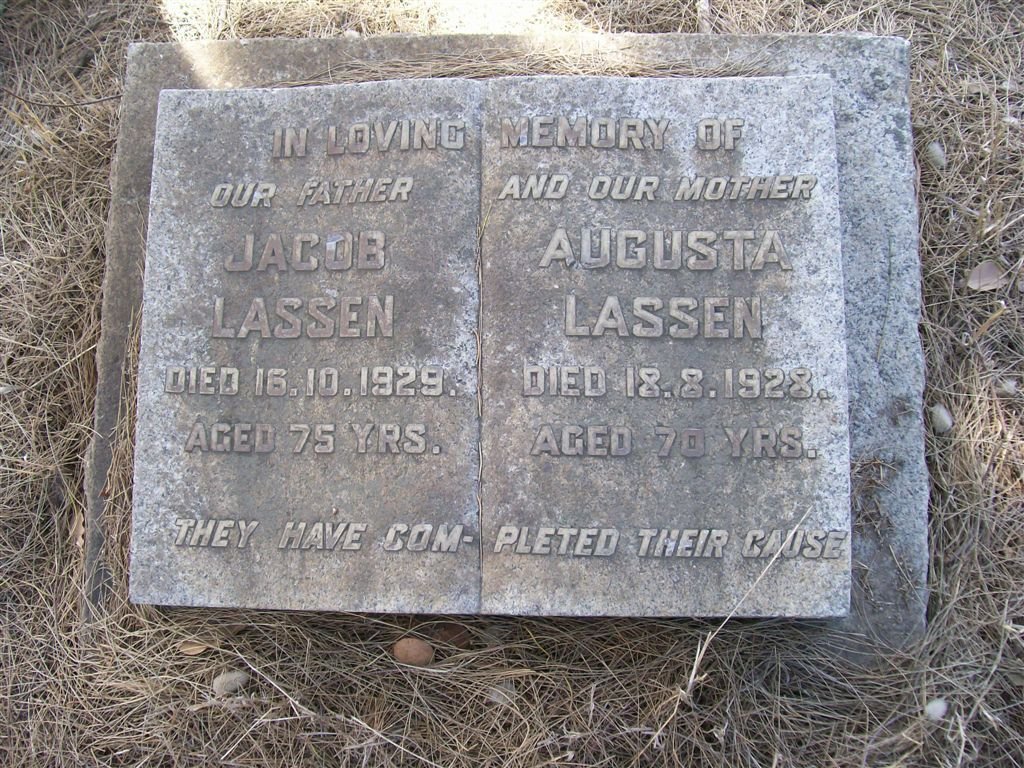 LASSEN Jacob -1929 &amp; Augusta -1928