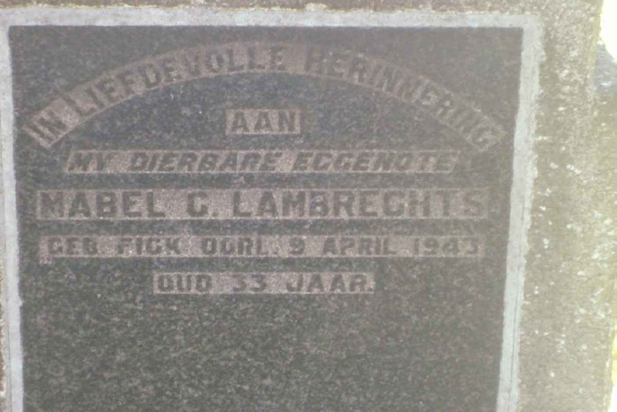 LAMBRECHTS Mabel C. nee FICK -1943