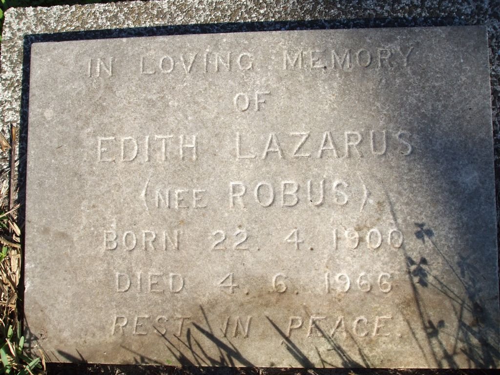 LAZARUS Edith nee ROBUS 1900-1965