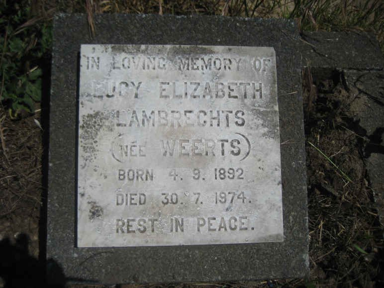 LAMBRECHTS Lucy Elizabeth nee WEERTS 1892-1974