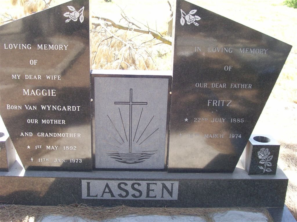 LASSEN Fritz 1885-1974 &amp; Maggie VAN WYNGARDT 1892-1973