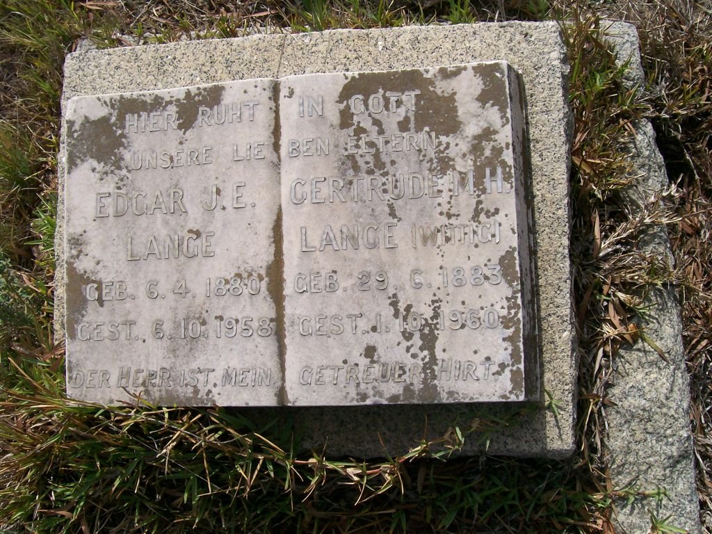LANGE Edgar J.E. 1880-1958 &amp; Gertrude M.H. WITTIG 1883-1960