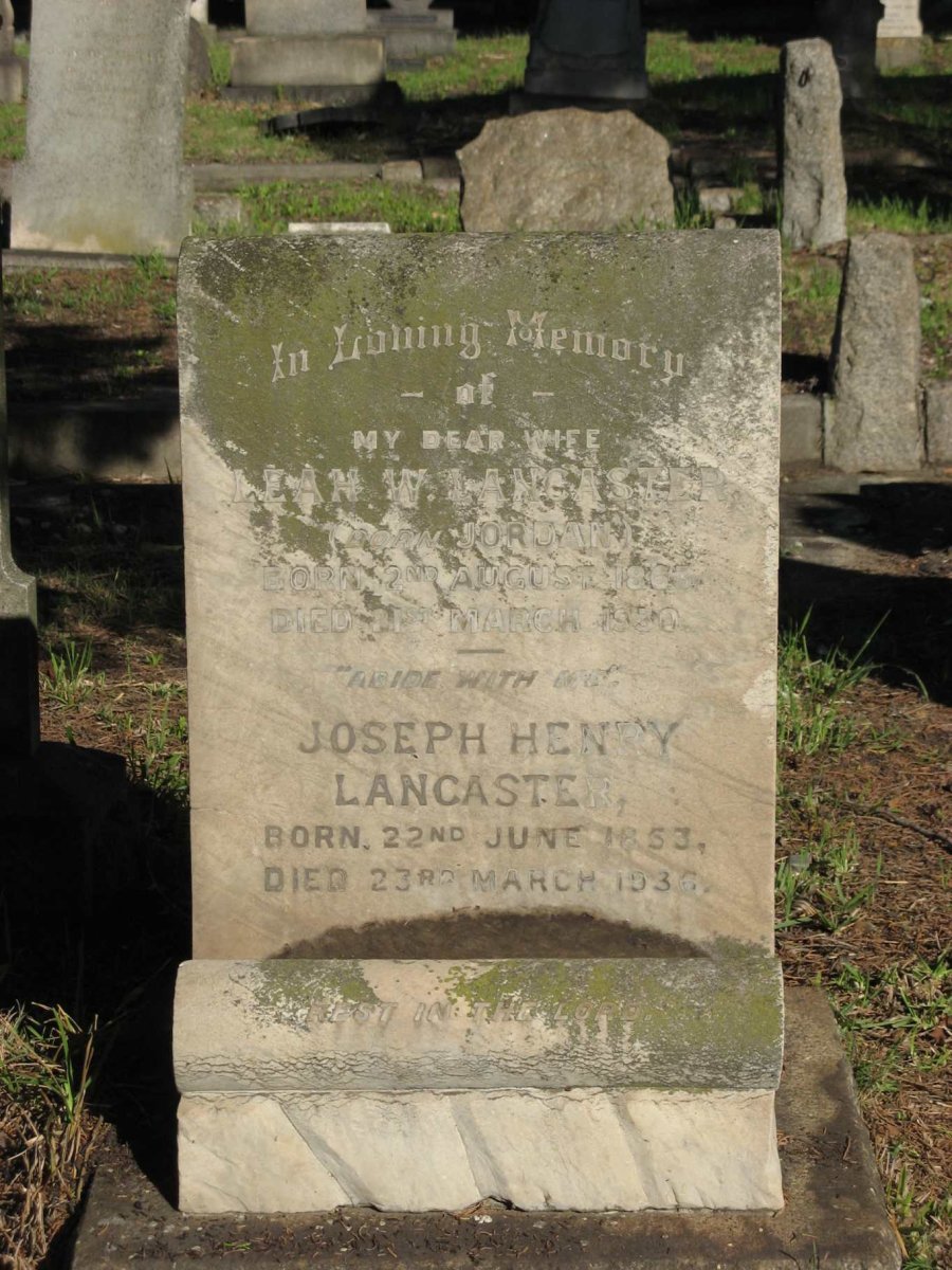 LANCASTER Joseph Henry 1853-1936 &amp; Leah W. JORDAN 1863-1930