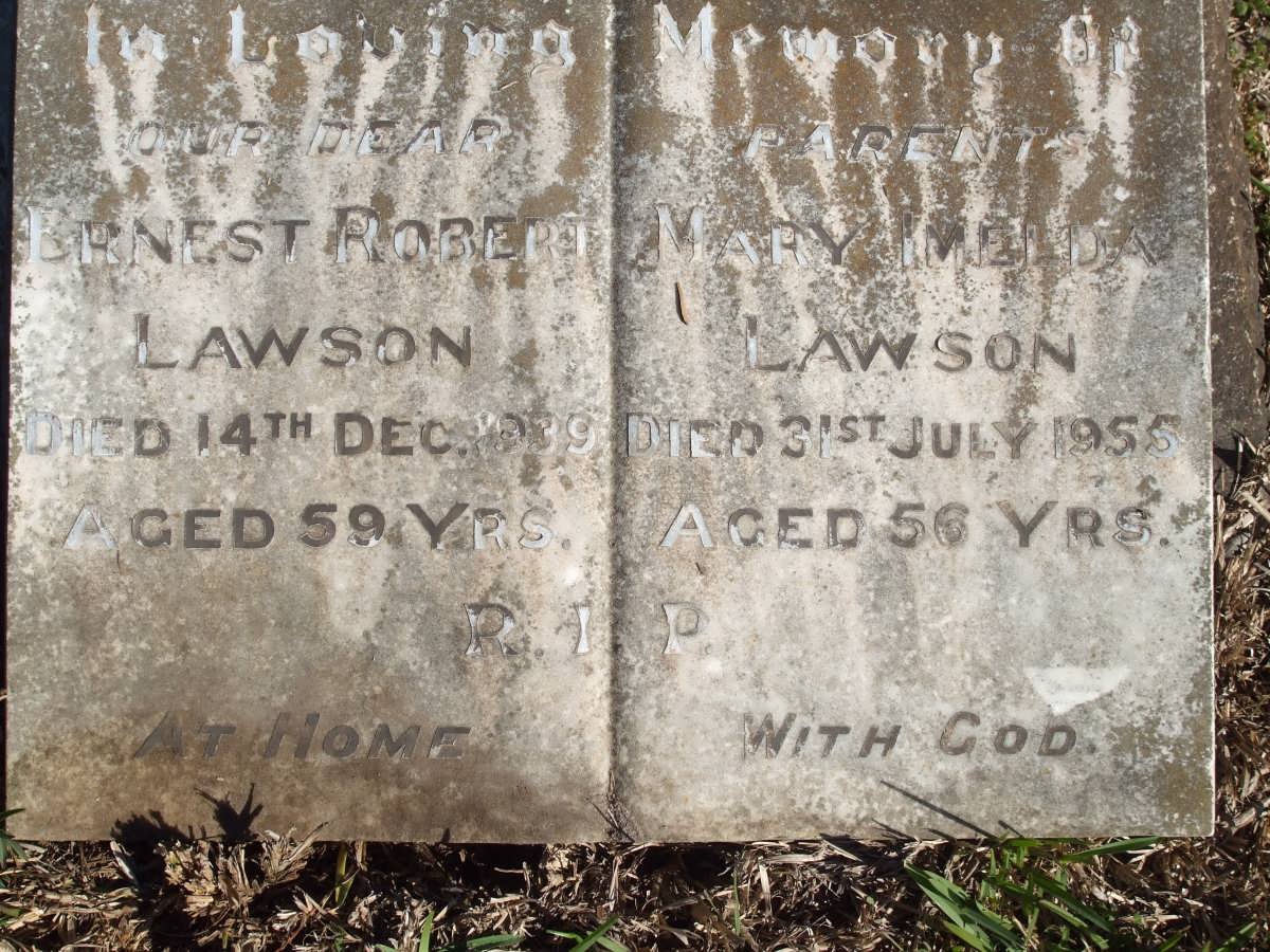 LAWSON Ernest Robert -1939 &amp; Mary Imelda -1955