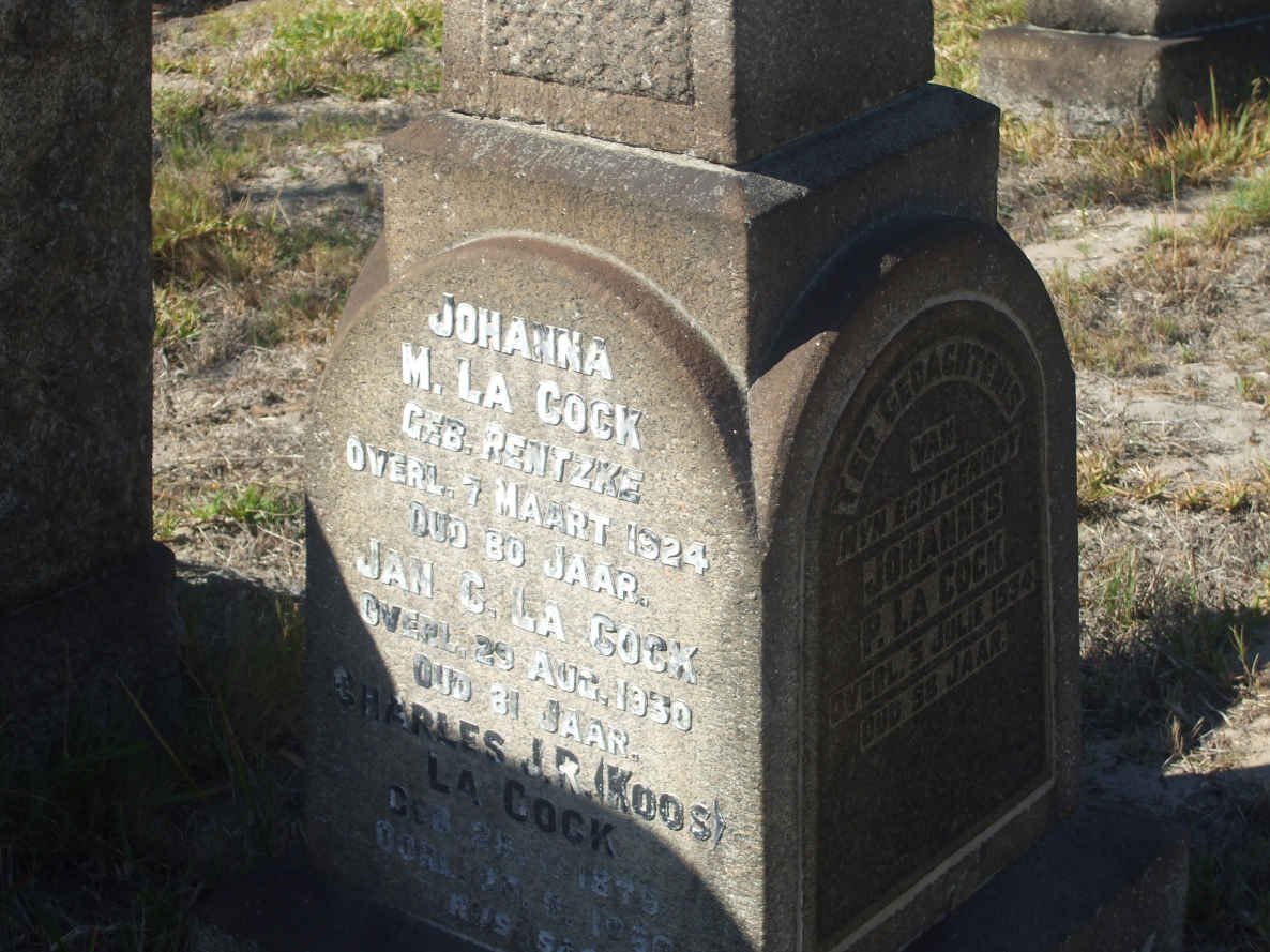 COCK Johanna M., la nee RENTZKE -1924 :: LA COCK Jan C. -1930 :: LA COCK Charles J.R. 1879-1956 :: LA COCK Johannes P. -1934