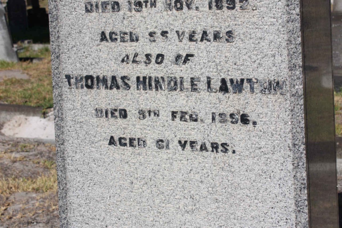 LAWTON Thomas Hindle -1896