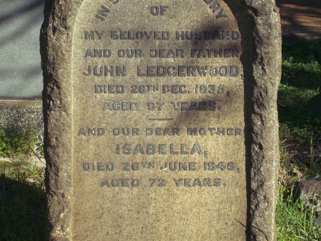 LEDGERWOOD John  -1935 &amp; Isabella  -1946 