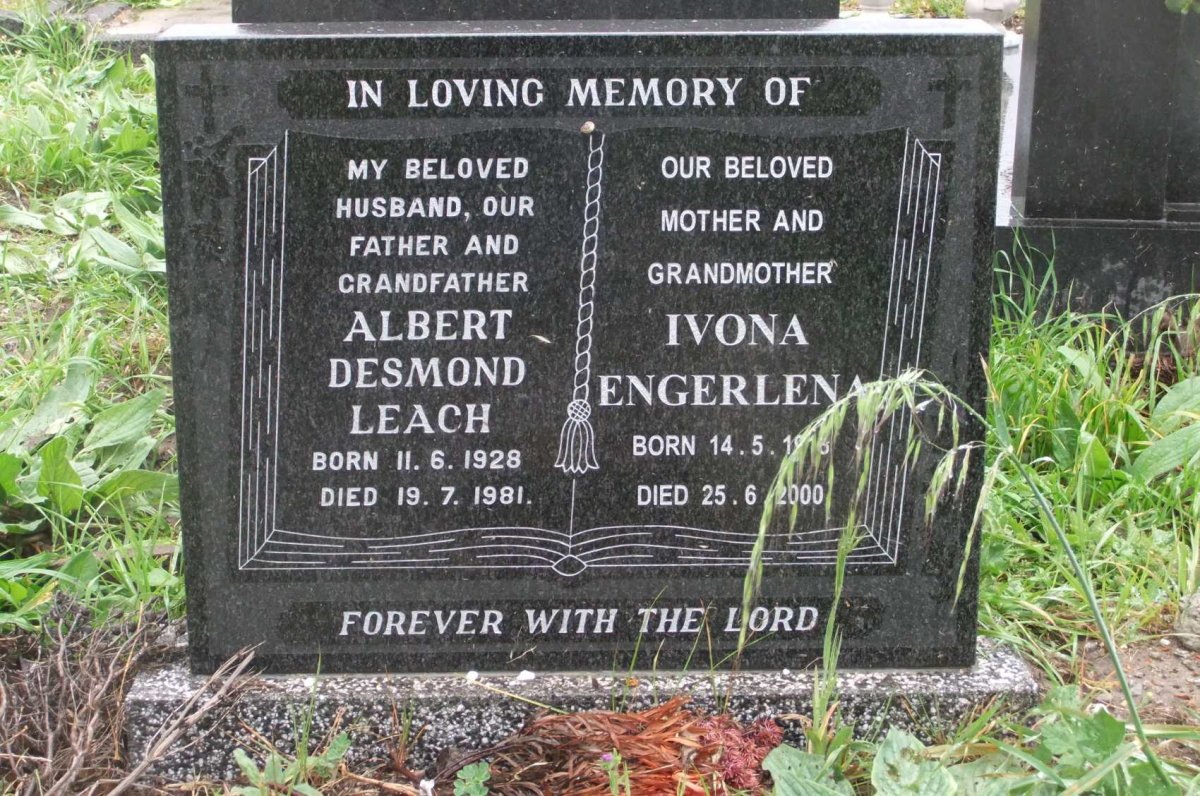 LEACH Albert Desmond 1928-1981 &amp; Ivona Engerlena 19??-2000