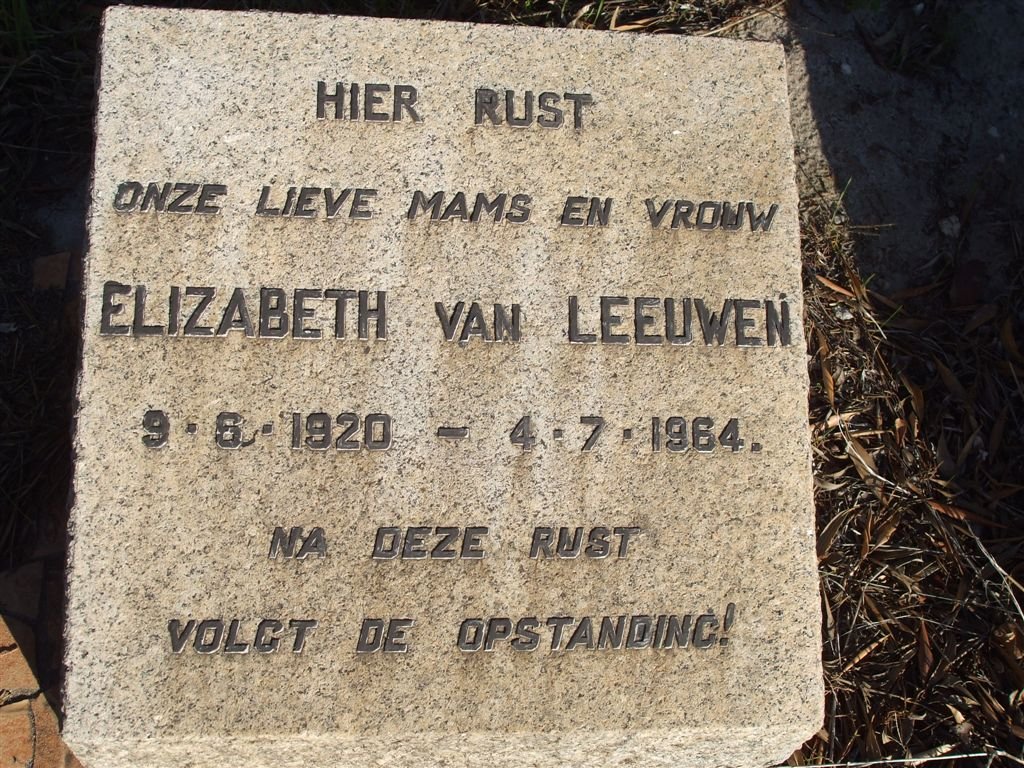 LEEUWEN Elizabeth, van 1920-1964