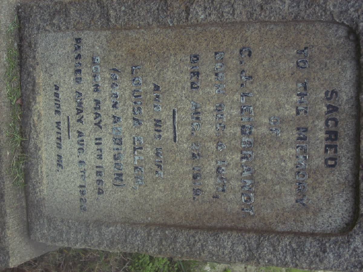 LEIBBRANDT C.J. 1857-1919 &amp; Louisa Ellen ADDISON 1864-1920