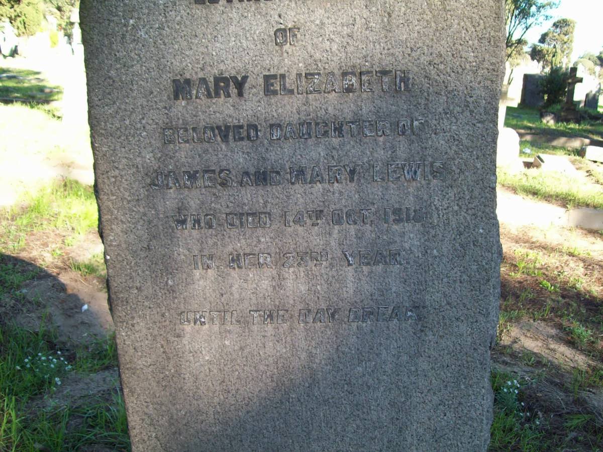 LEWIS Mary Elizabeth -1918