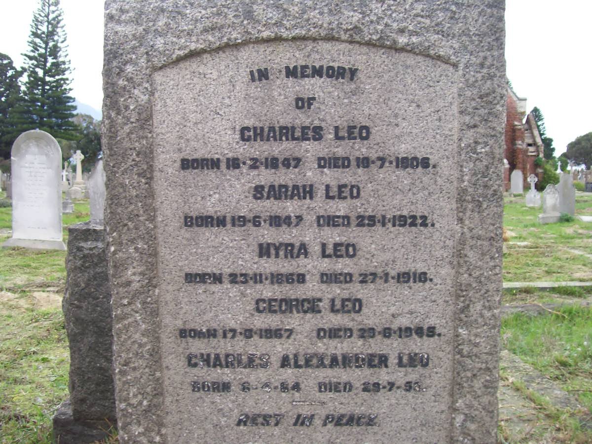 LEO Charle 1847-1906 &amp; Sarah 1847-1922 :: LEO Myra 1868-1916 :: LEO George 1867-1945 :: LEO Charles Alexander 1884-195?
