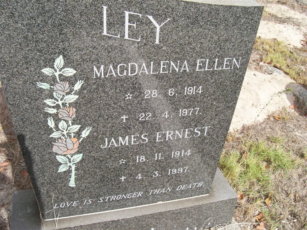 LEY James Ernest 1914-1997 &amp; Magdalena Ellen 1914-1977