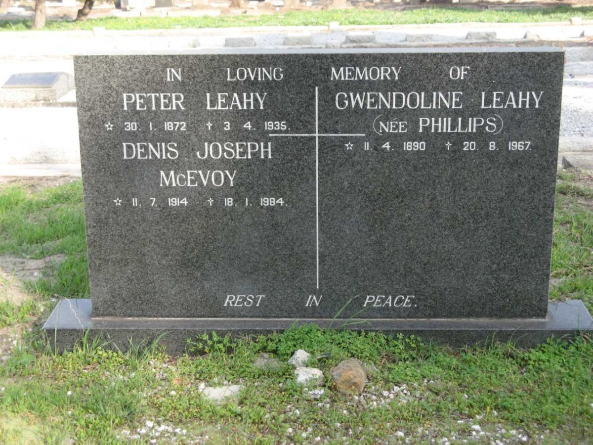 LEAHY Peter 1872-1935 &amp; Gwendoline PHILLIPS 1890-1967 :: McEVOY Denis Joseph 1914-1984