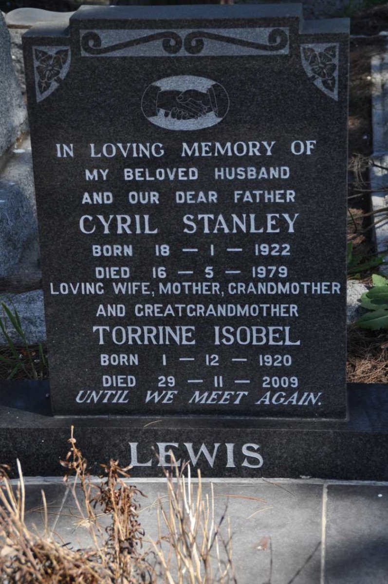 LEWIS Cyril Stanley 1922-1979 &amp; Torrine Isobel 1920-2009