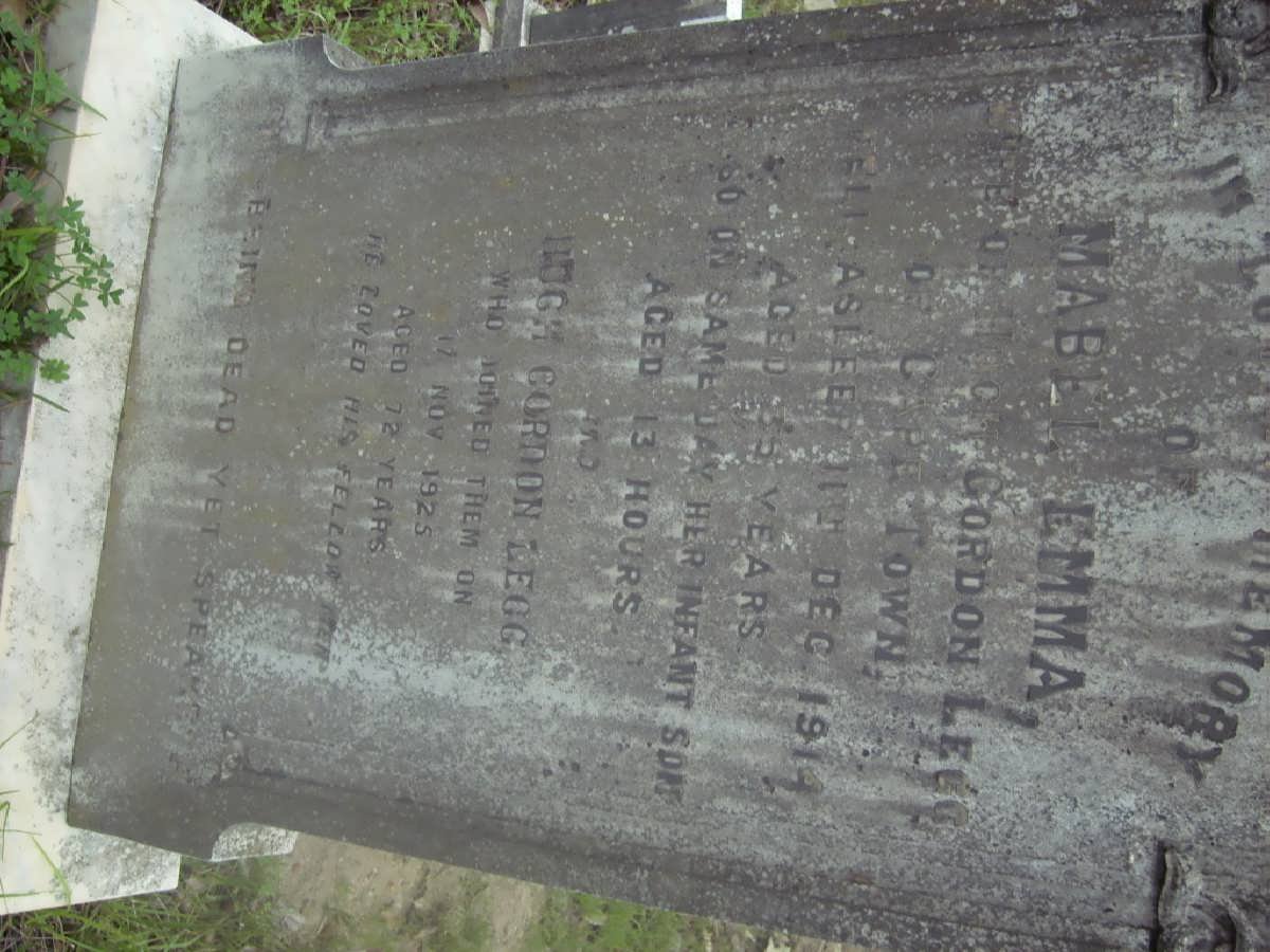 LEGG Hugh Gordon -1925 &amp; Mabel Emma 1914 :: LEGG infant son -1914