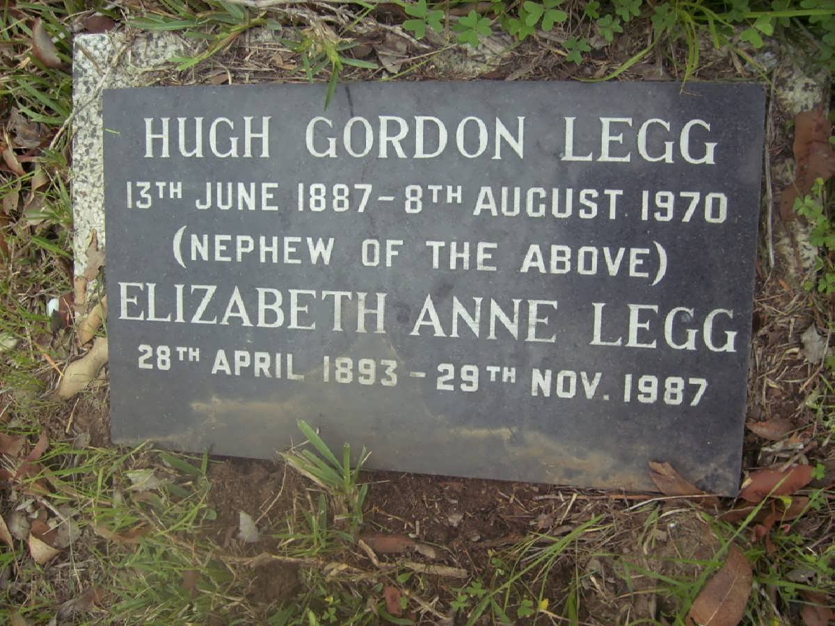 LEGG Hugh Gordon 1887-1970 &amp; Elizabeth Anne 1893-1987