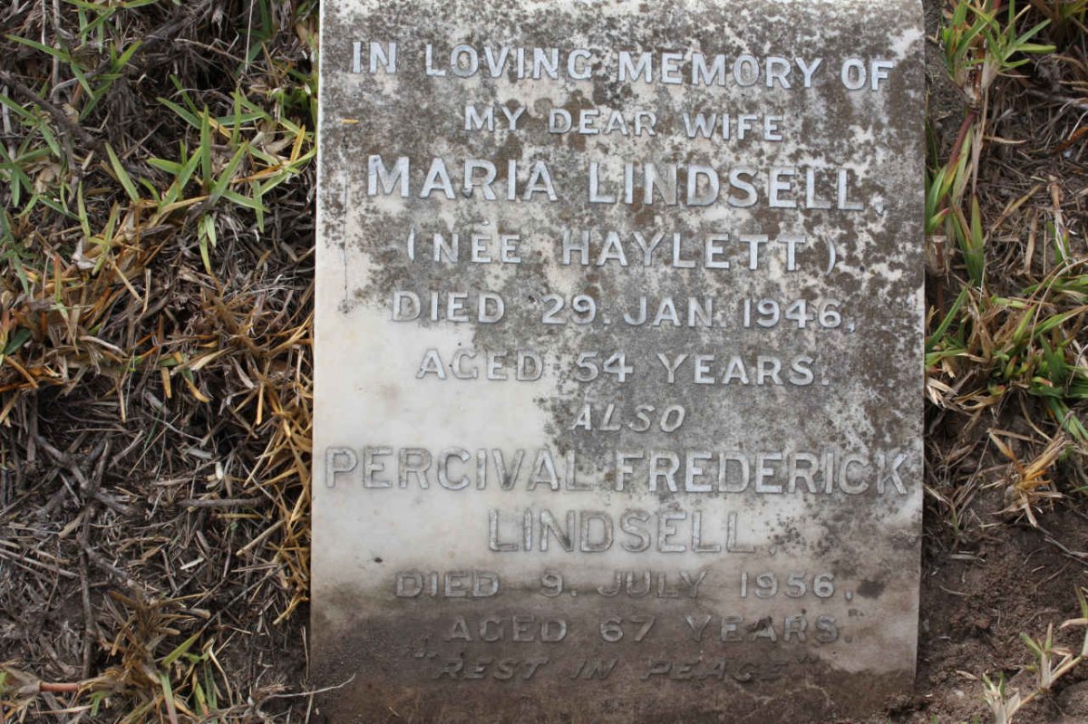 LINDSELL Percival Frederick -1956 &amp; Maria HAYLETT -1946