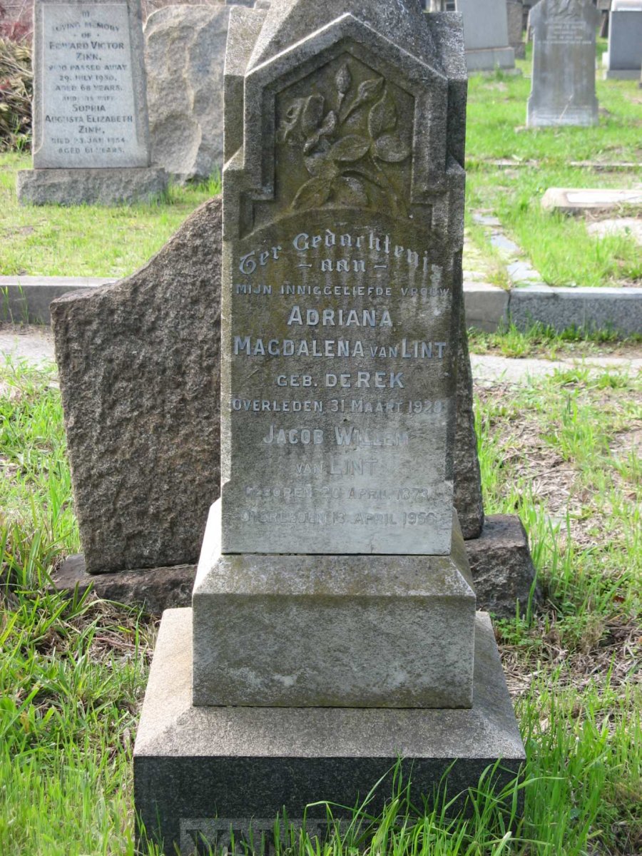LINT Jacob Willem, van 1873-1956 &amp; Adriana Magdalena DE REK -1928