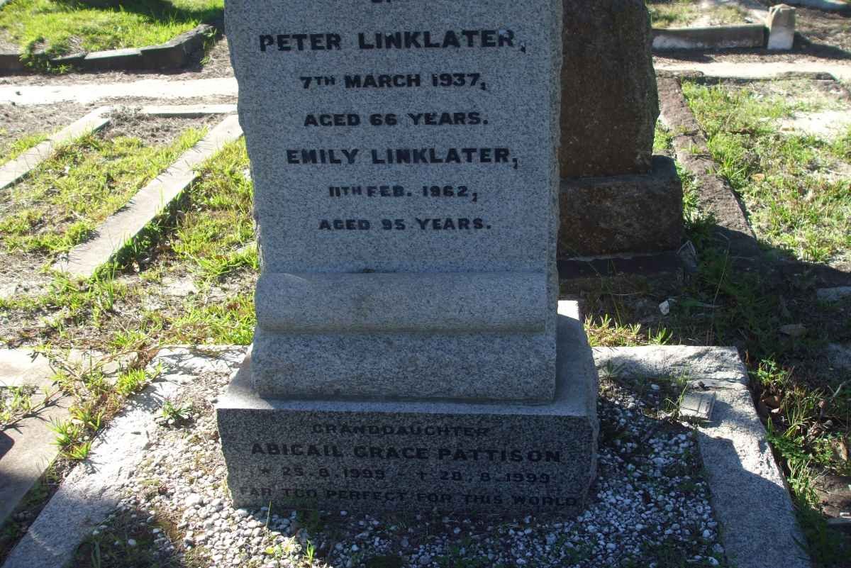 LINKLATER Peter -1937 &amp; Emily -1962 :: PATTISON Abigail Grace 1909-1999
