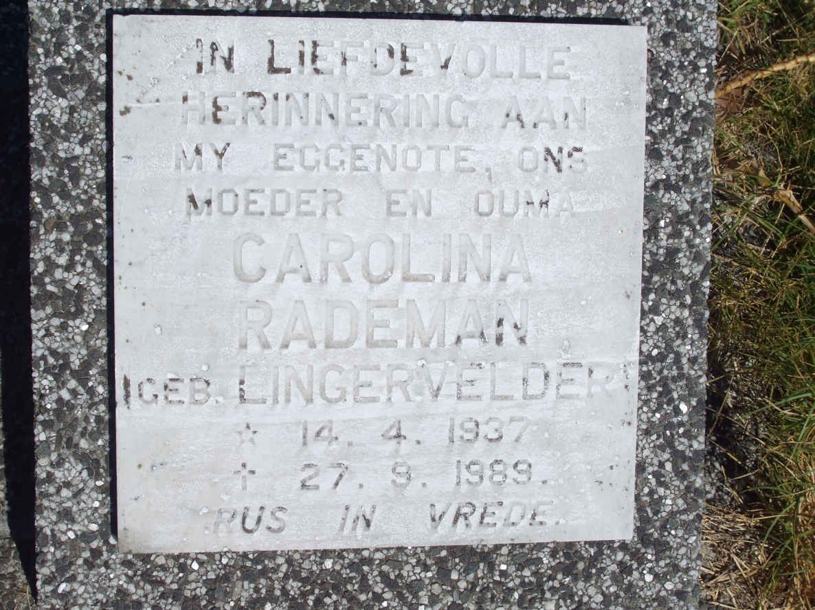 RADEMAN Carolina nee LINGERVELDER 1937-1989