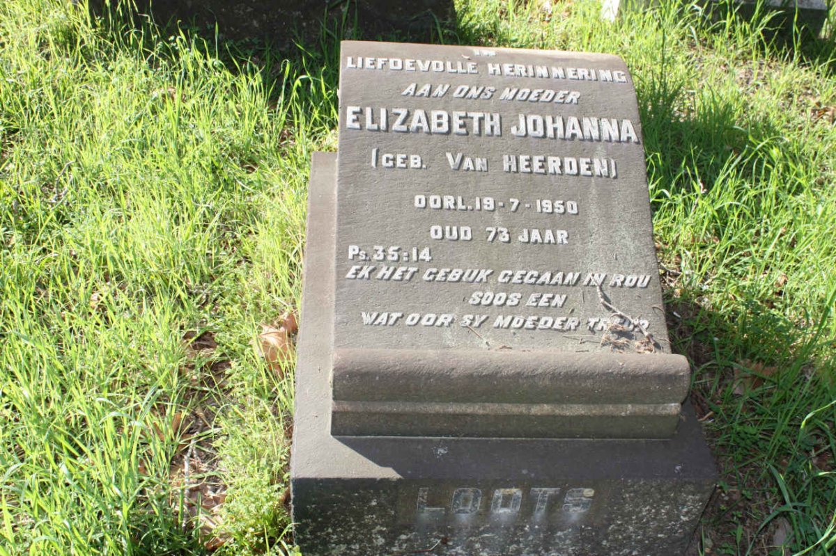 LOOTS Elizabeth Johanna nee VAN HEERDEN -1950