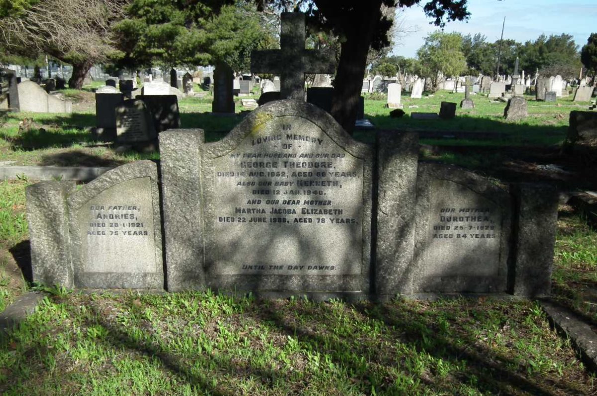 LOTZ George Theodore -1952 &amp; Martha Jacoba Elizabeth -1988 :: ? Kenneth -1940 :: ? Andries -1921 &amp; Dorothea -1929