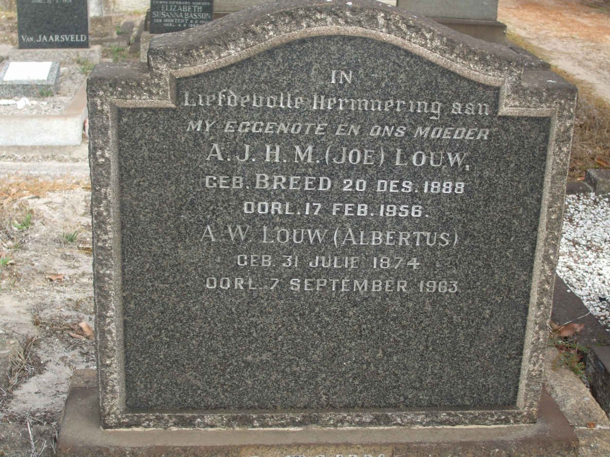 LOUW A.W. 1874-1963 &amp; A.J.H.M. BREED 1888-1956