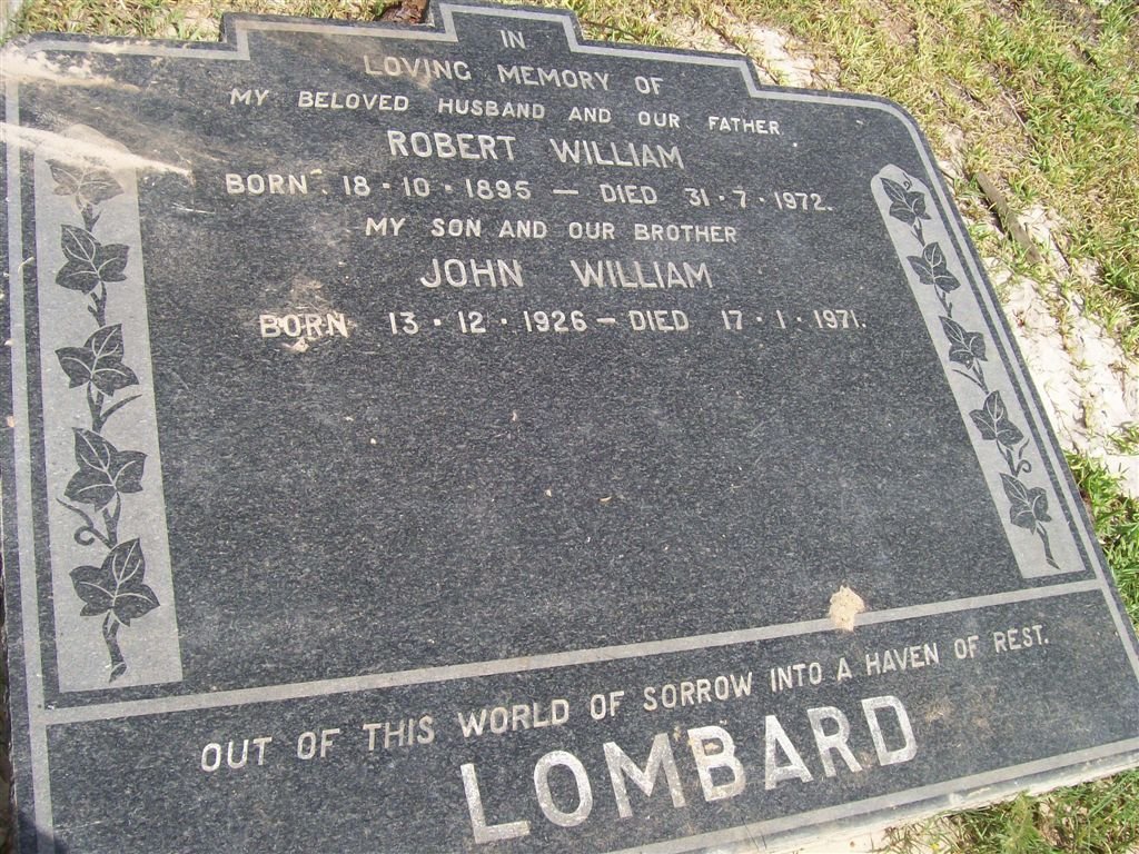 LOMBARD Robert William 1895-1972 :: LOMBARD  John William 1926-1971