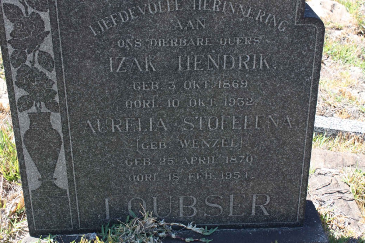 LOUBSER Izak Hendrik 1869-1932 &amp; Aurelia Stofelena WENZEL 1870-1951