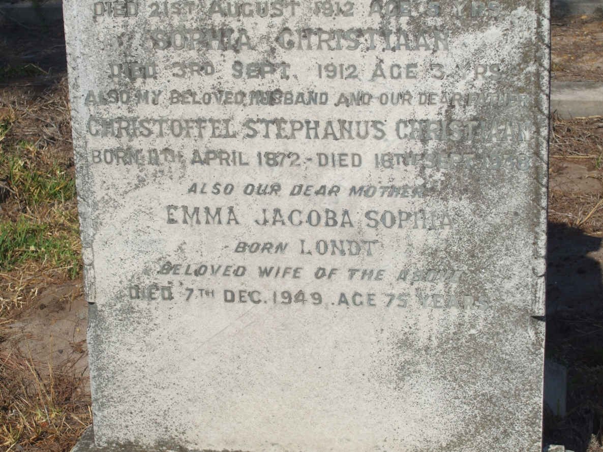 LOMBARD Christoffel Stephanus Christiaan 1872-1938 &amp; Emma Jacoba Sophia LONDT -1949