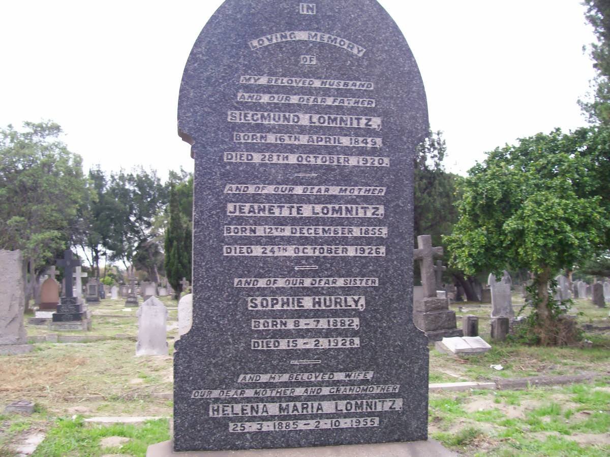 LOMNITZ Siegmund 1845-1920 &amp; Jeanette 1855-1926 :: HURLY Sophie 1882-1928 :: LOMNITZ Helena Maria 1885-1955