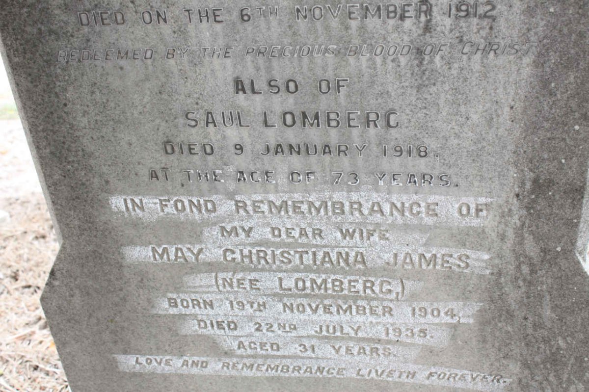 LOMBERG Saul -1918 :: JAMES May Christiana nee LOMBERG -1935