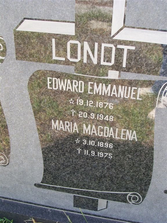 LONDT Edward Emmanuel 1876-1948 &amp; Maria Magdalena 1896-1975