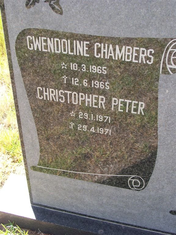 CHAMBERS Gwendoline 1965-1965 :: ? Christopher Peter 1971-1971