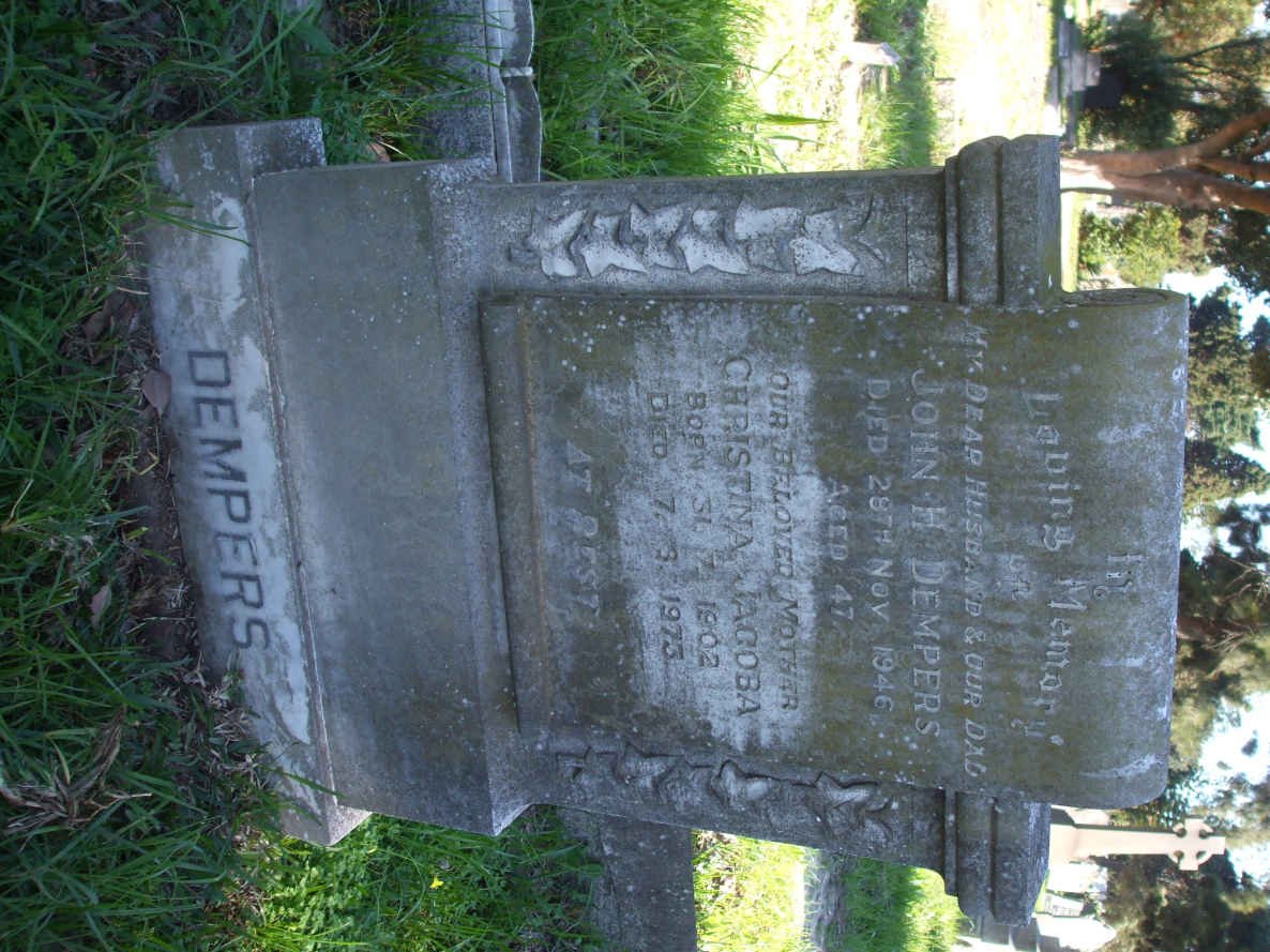 DEMPERS John H. -1946 &amp; Christina Jacoba 1902-1973