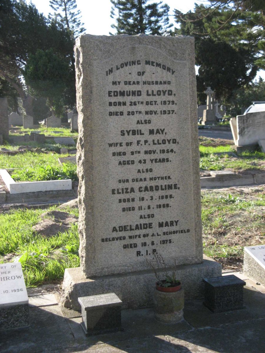 LLOYD Edmund 1879-1937 &amp; Eliza Caroline 1886-1966 :: LLoyd Sybil May -1954 :: SCHOFIELD Adelaide Mary -1975