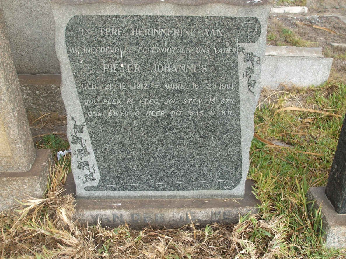 MERWE Pieter Johannes, van der 1912-1961