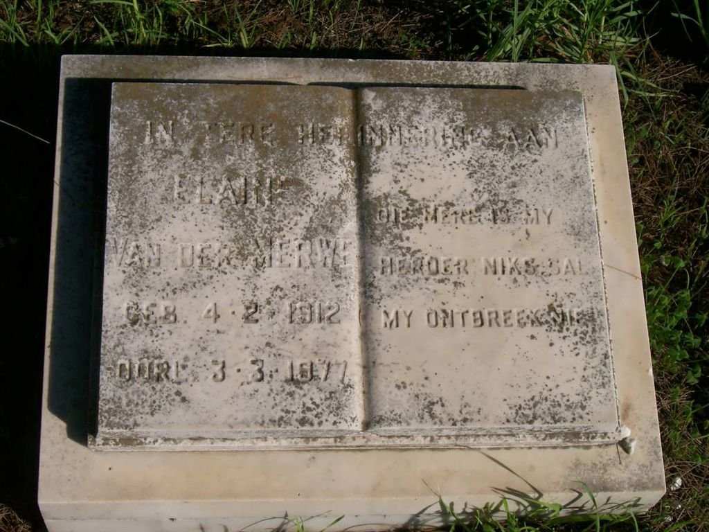 MERWE Elaine, van der 1912-1977
