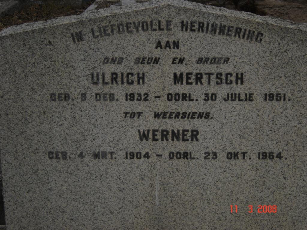 MERTSCH Werner 1904-1964 :: MERTSCH Ulrich 1932-1951