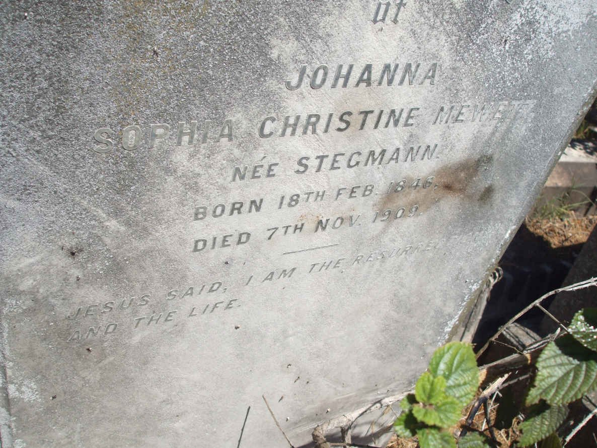 MEWETT Johanna Sophia Christine nee STEGMANN 1846-1909