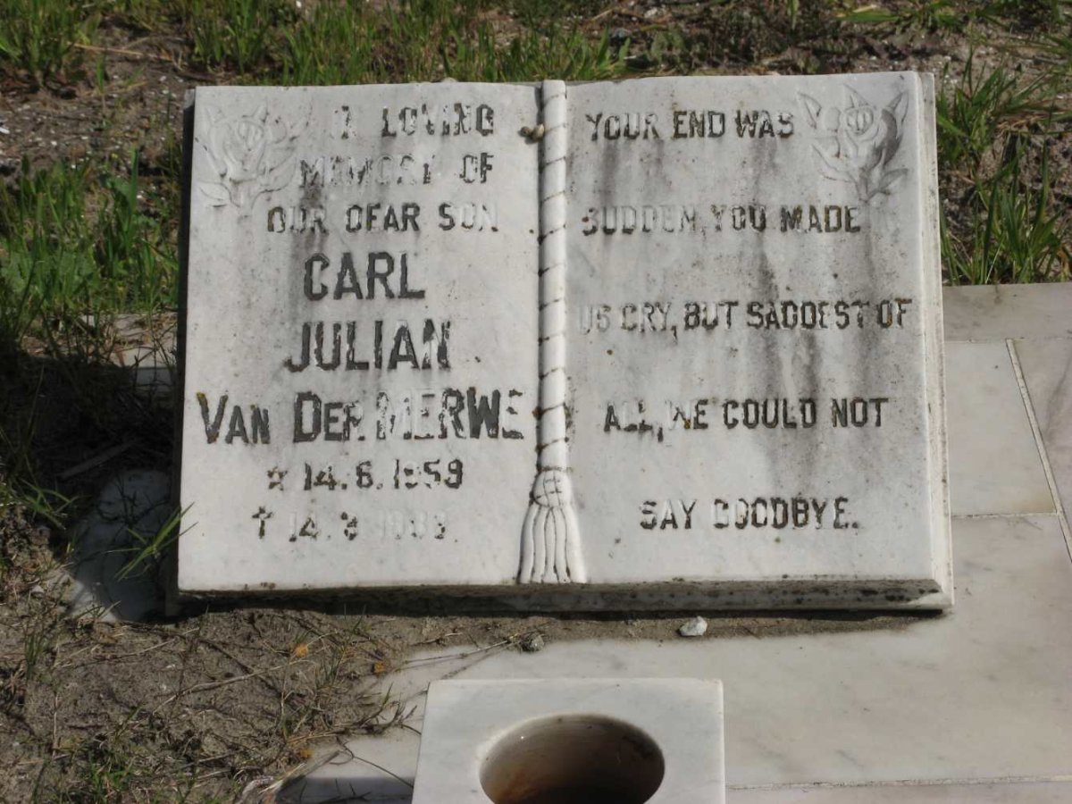 MERWE Carl Julian, van der 1959-198?