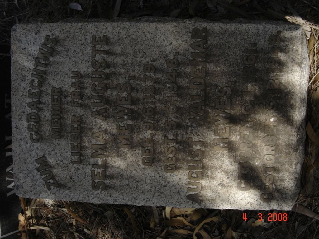 MEWES August Waldemar 1861-1949 &amp; Selma Auguste 1879-1948