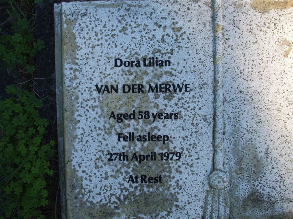 MERWE Dora Lilian, van der -1979
