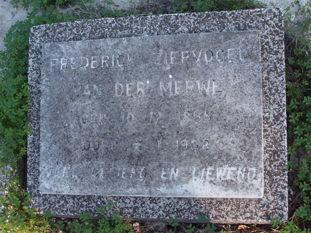 MERWE Frederick Ziervogel, van der 1895-1968