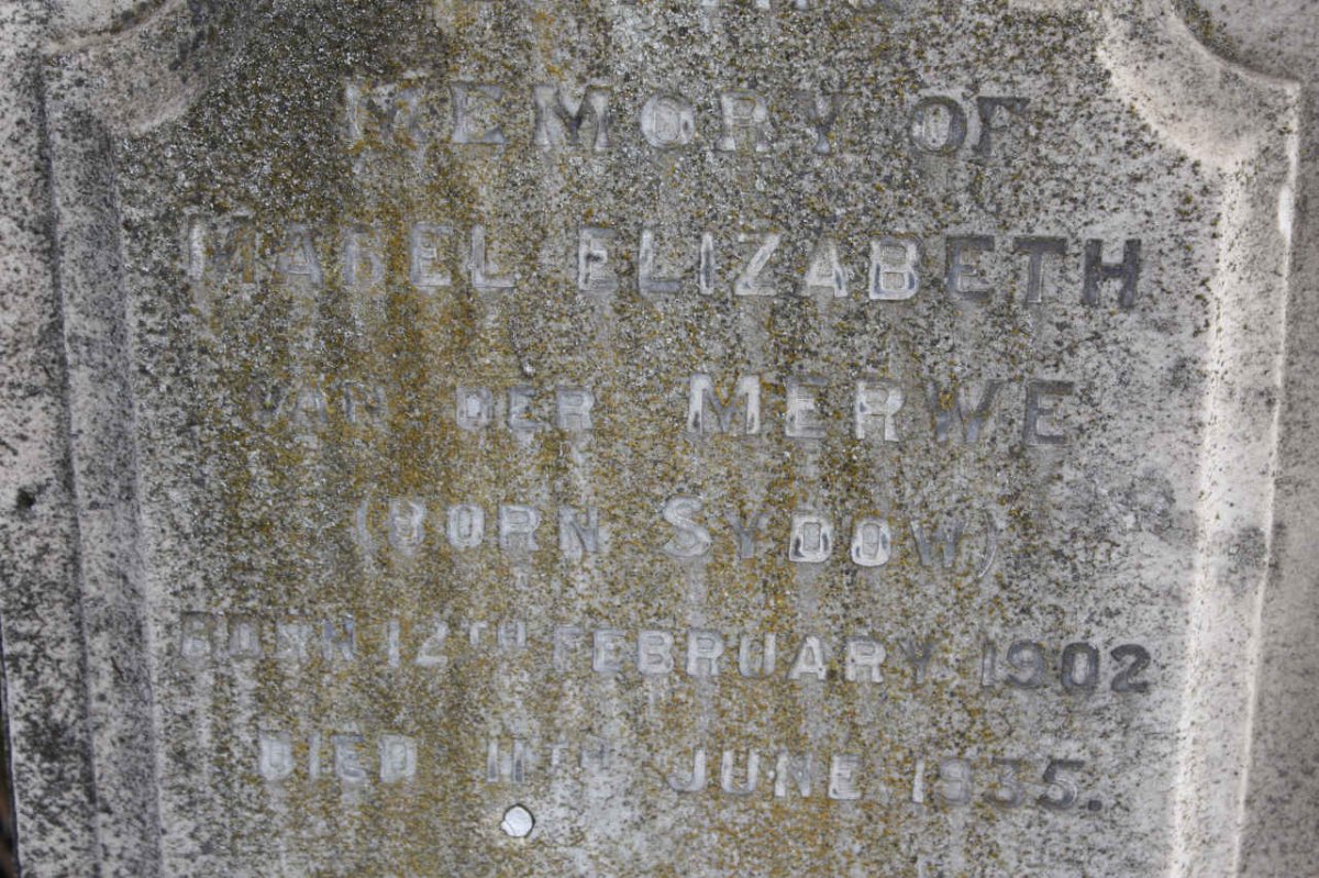 MERWE Mabel Elizabeth, van der nee SYDOW 1902-1935