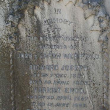MERIFIELD Richard Joseph 1831-1835 :: MERIFIELD Harriet Enod 1887-1887