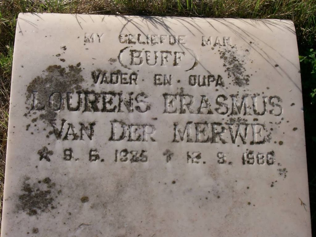 MERWE Lourens Erasmus, van der 1935-1975