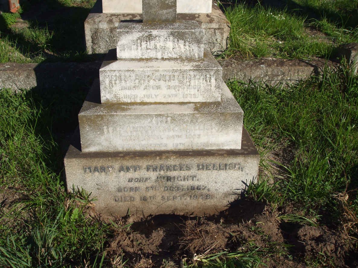 MELLISH Henry Alexander 1866-1922 :: MELLISH Eric Alexander 1903-1922 :: MELLISH Mary Ann Frances nee WRIGHT 1867-1949